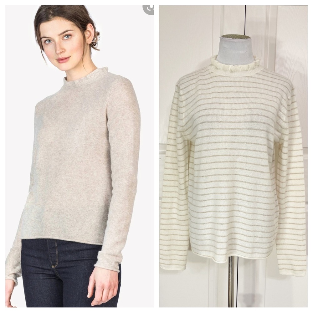 NWT! Cashmere Lilla P Long Sleeve Ruffle Neck Sweater